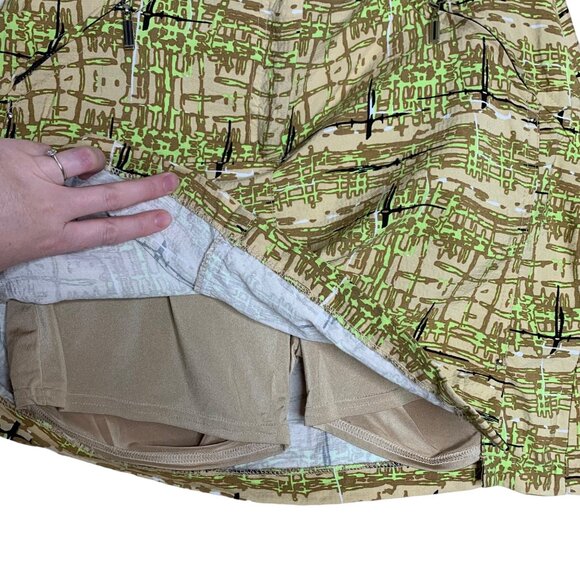 Jamie Sadock Golf Skort Skirt Y2K 2000's Print Tan Green Pockets Women's Size 4 - Picture 3 of 6
